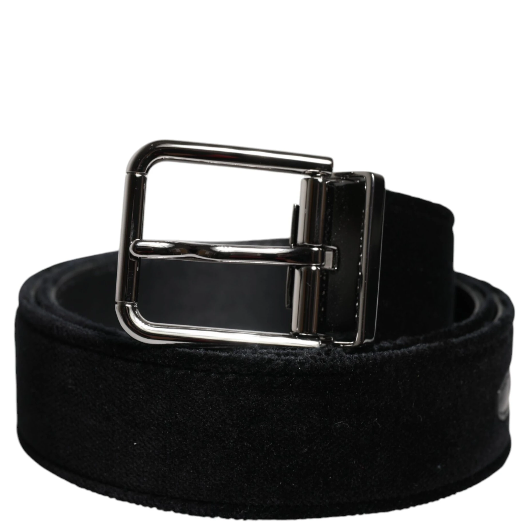 Black Cotton Silver Tone Metal Buckle Belt