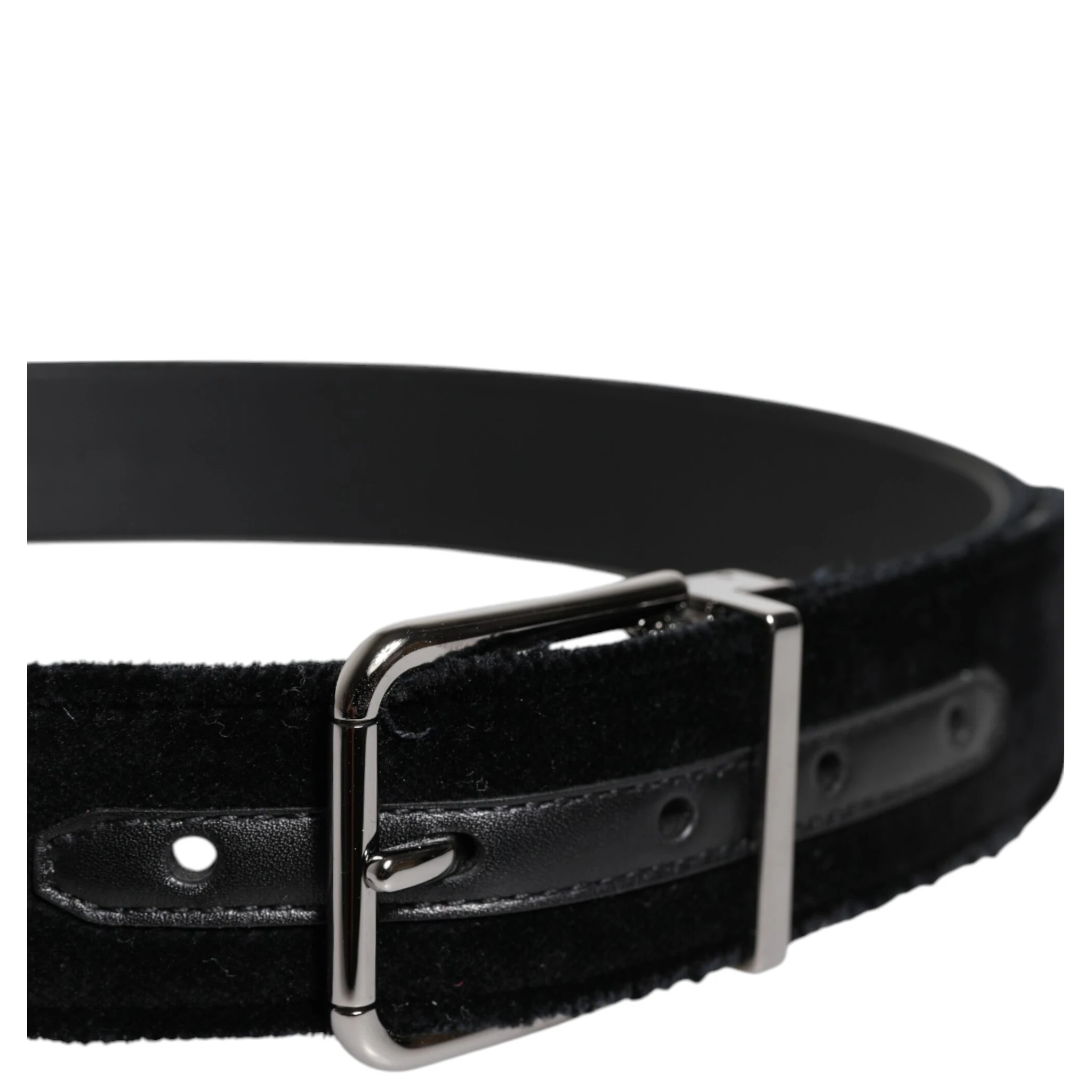 Black Cotton Silver Tone Metal Buckle Belt