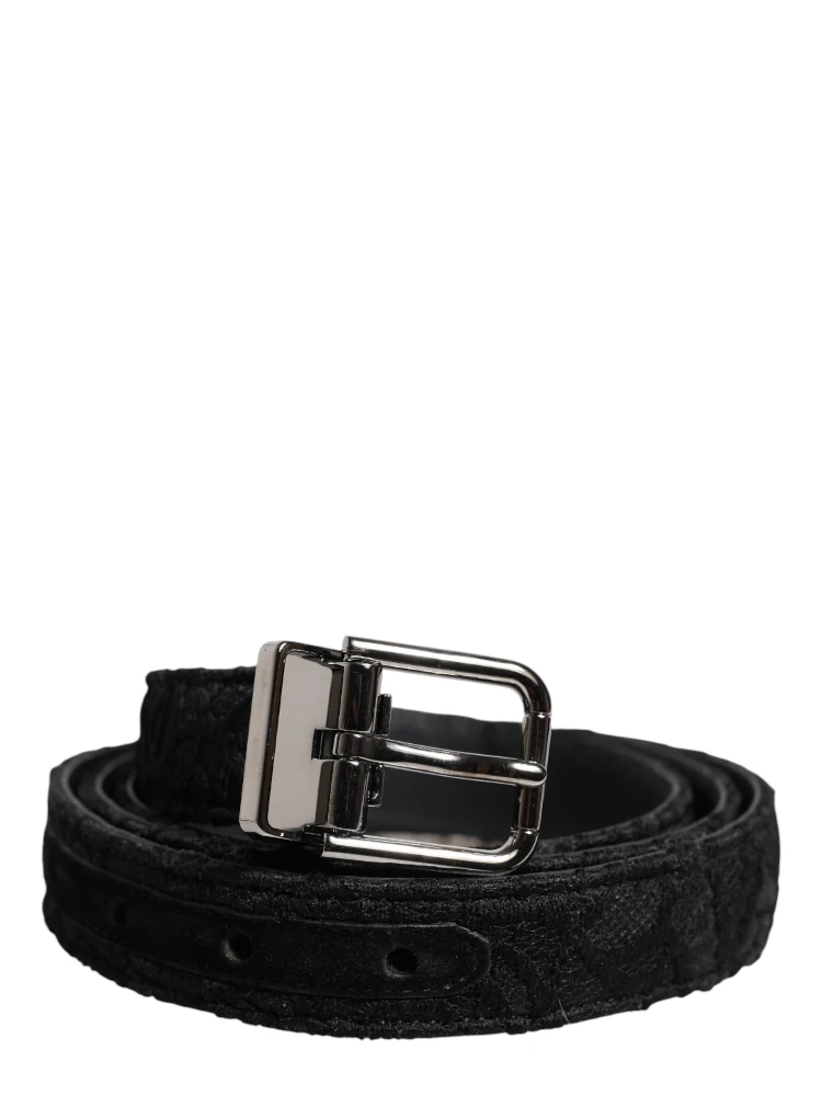 Black Cotton Blend Silver Metal Buckle Belt alternative