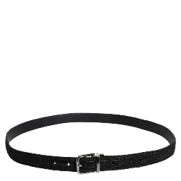 Black Cotton Blend Silver Metal Buckle Belt