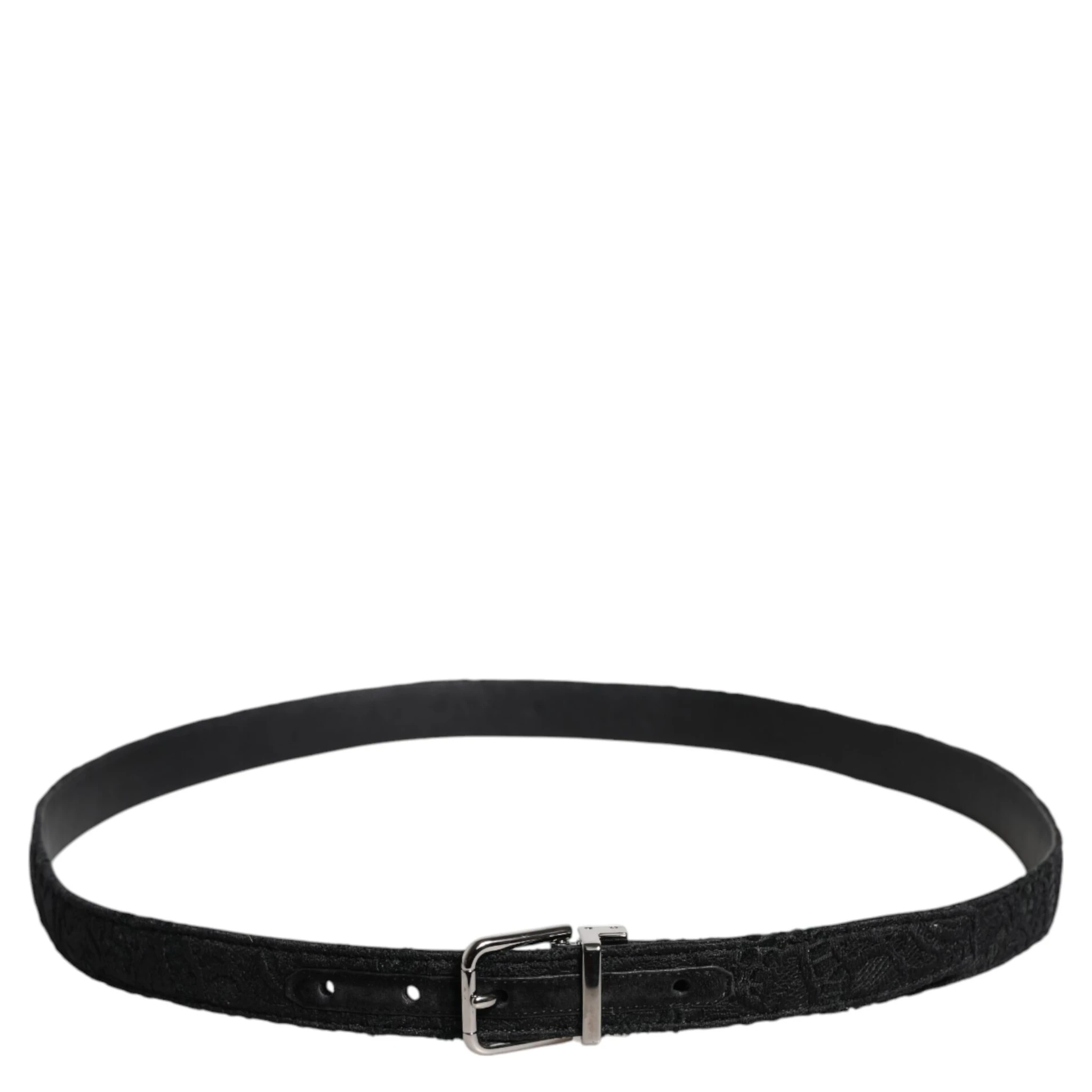 Black Cotton Blend Silver Metal Buckle Belt