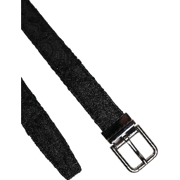 Black Cotton Blend Silver Metal Buckle Belt