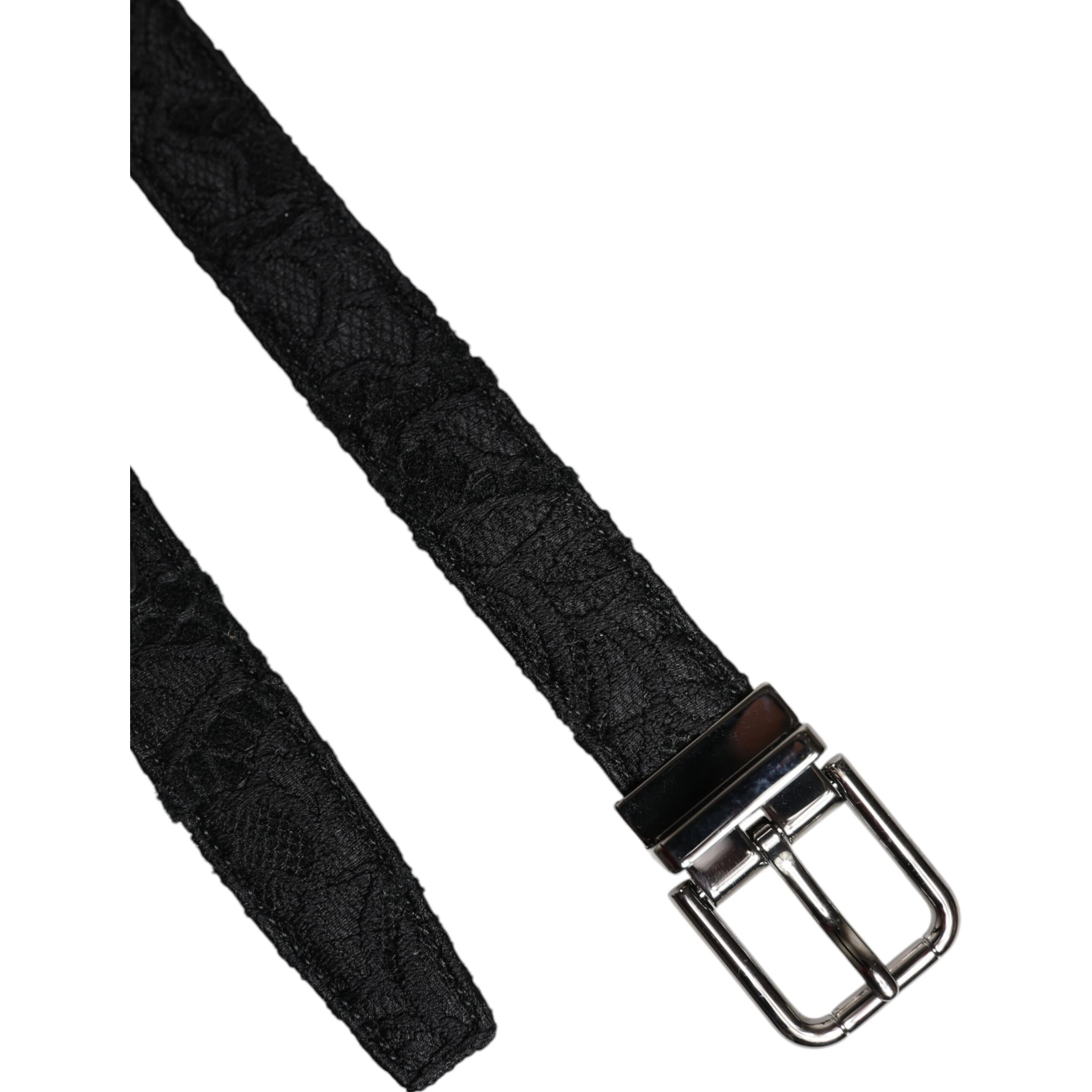 Black Cotton Blend Silver Metal Buckle Belt