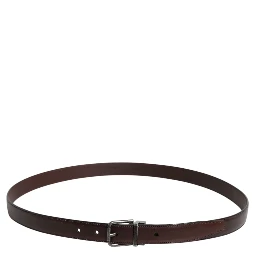 Brown Leather Silver Metal Buckle Belt