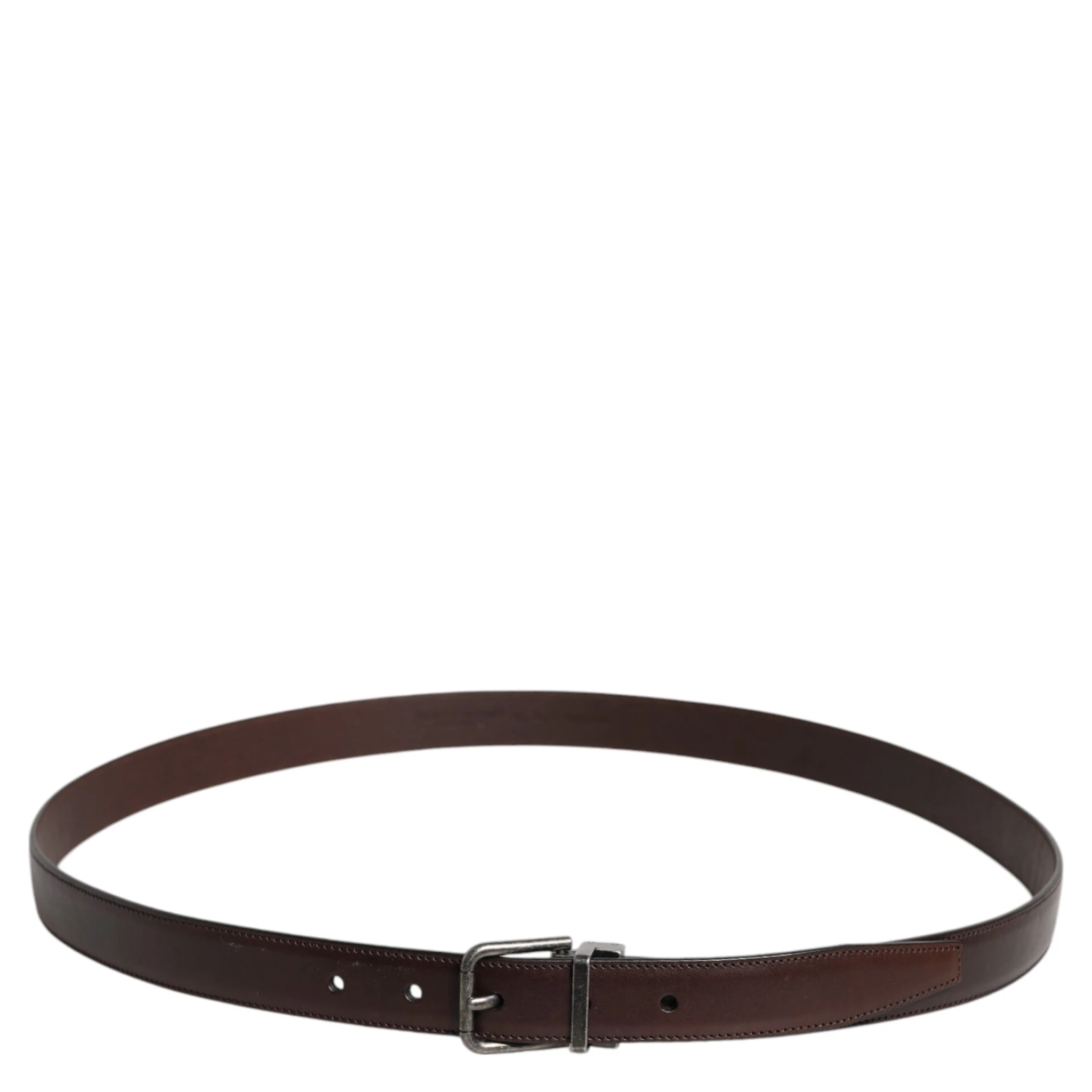Brown Leather Silver Metal Buckle Belt