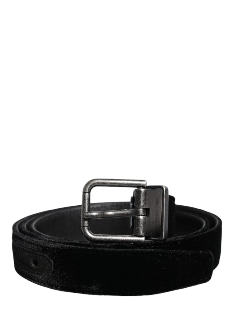 Black Leather Metal Buckle Classic Belt