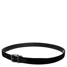Black Leather Metal Buckle Classic Belt
