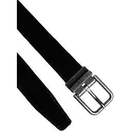Black Leather Metal Buckle Classic Belt