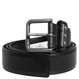 Black Leather Metal Buckle Classic Belt