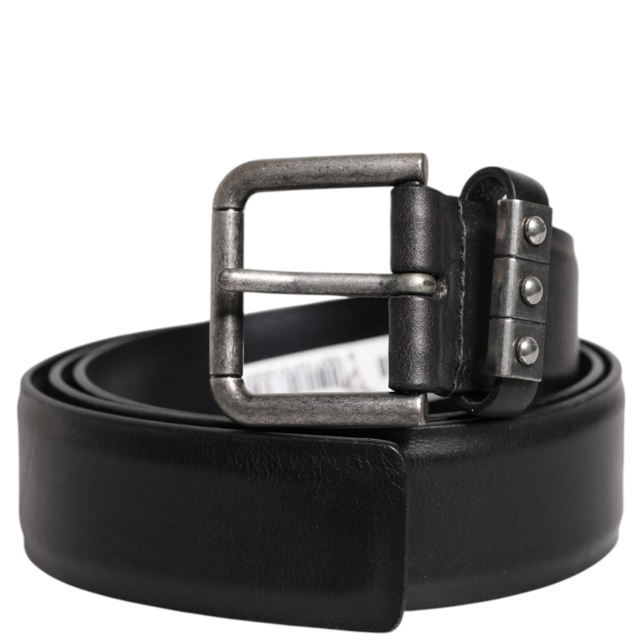 Black Leather Metal Buckle Classic Belt