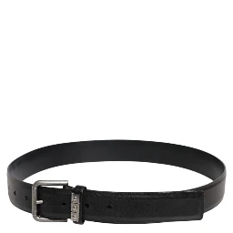 Black Leather Metal Buckle Classic Belt