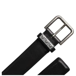 Black Leather Metal Buckle Classic Belt