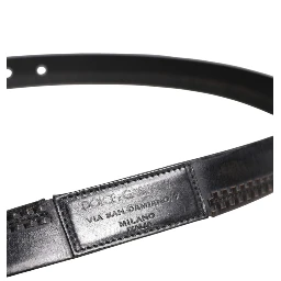 Black Leather Silver Tone Metal Buckle Belt