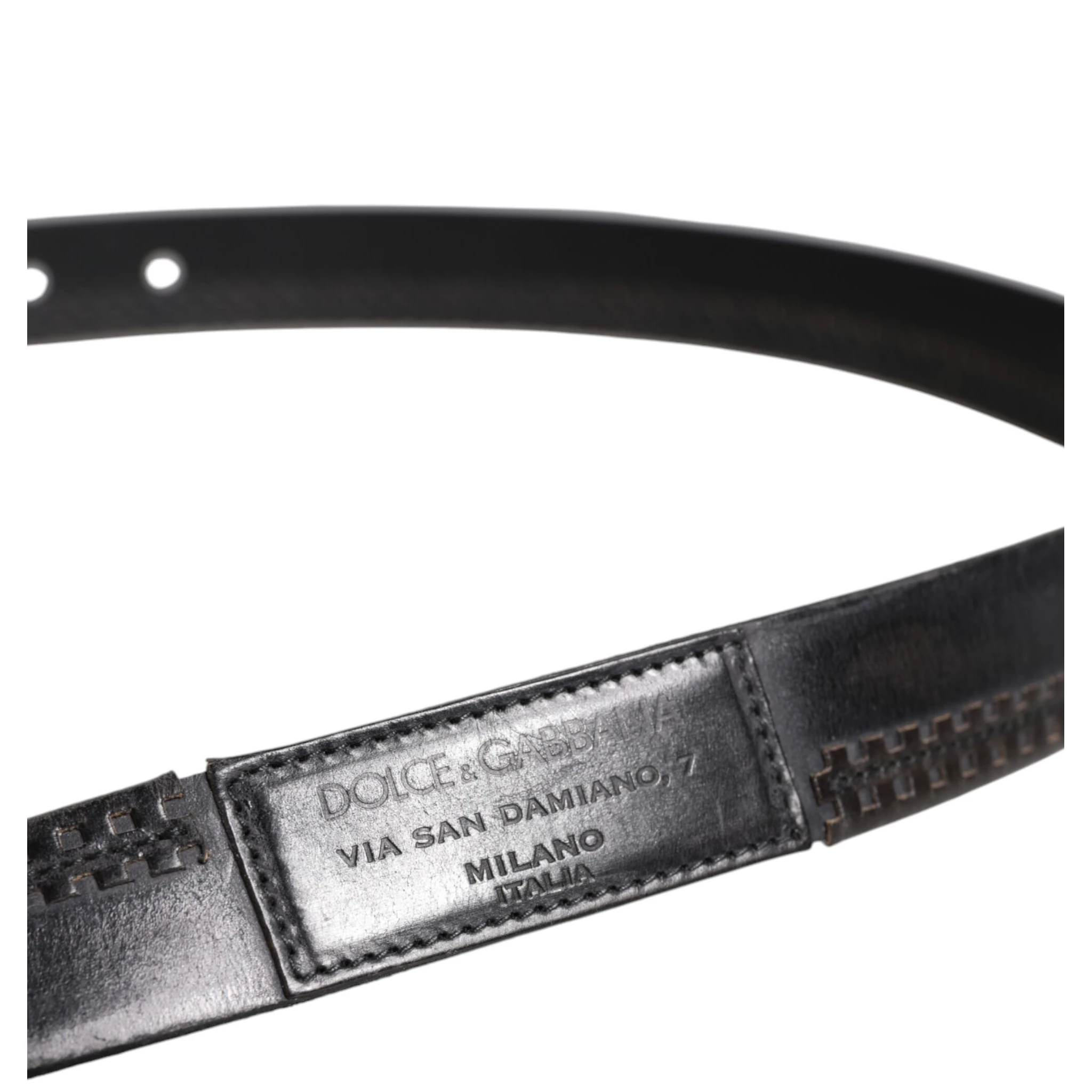 Black Leather Silver Tone Metal Buckle Belt