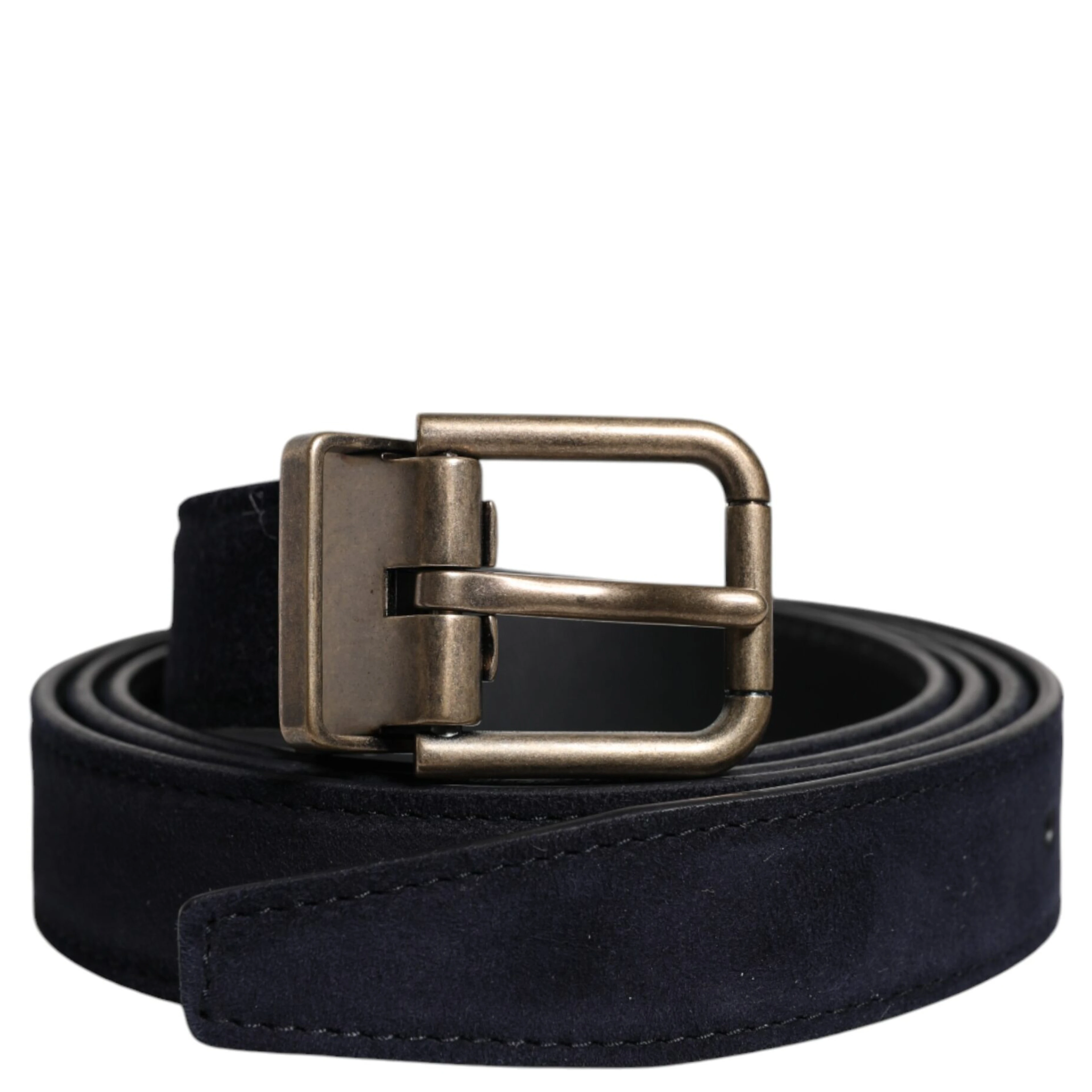 حزام كلاسيكي من جلد الماعز الأسود بإبزيم معدني