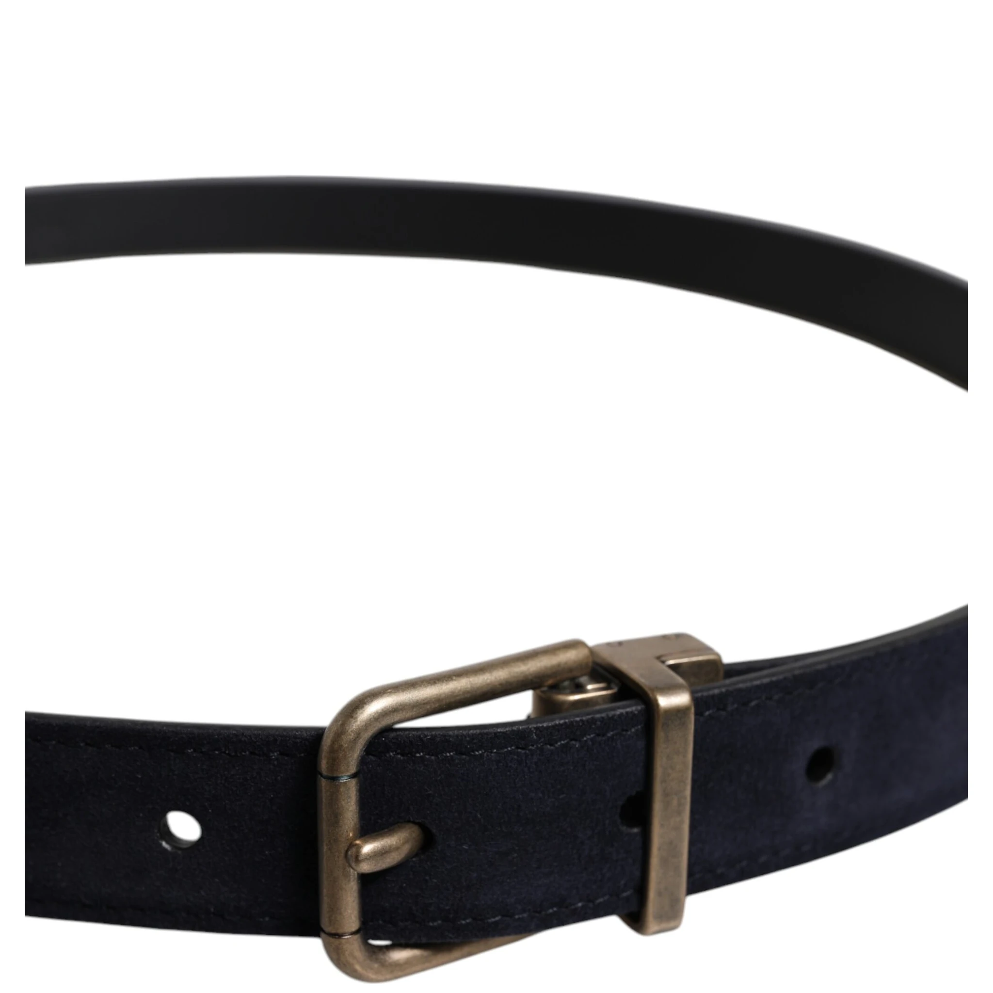 Black Goat Leather Metal Buckle Classic Belt