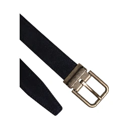 Black Goat Leather Metal Buckle Classic Belt