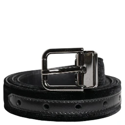 Black Leather Metal Buckle Classic Belt