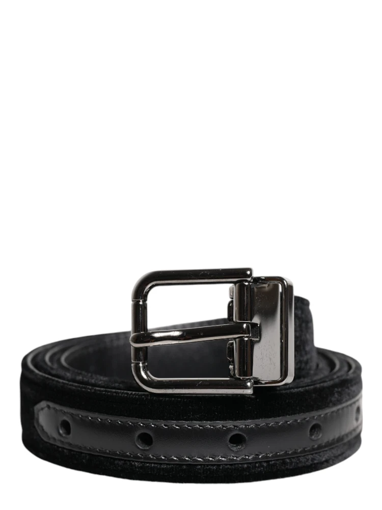 Black Leather Metal Buckle Classic Belt