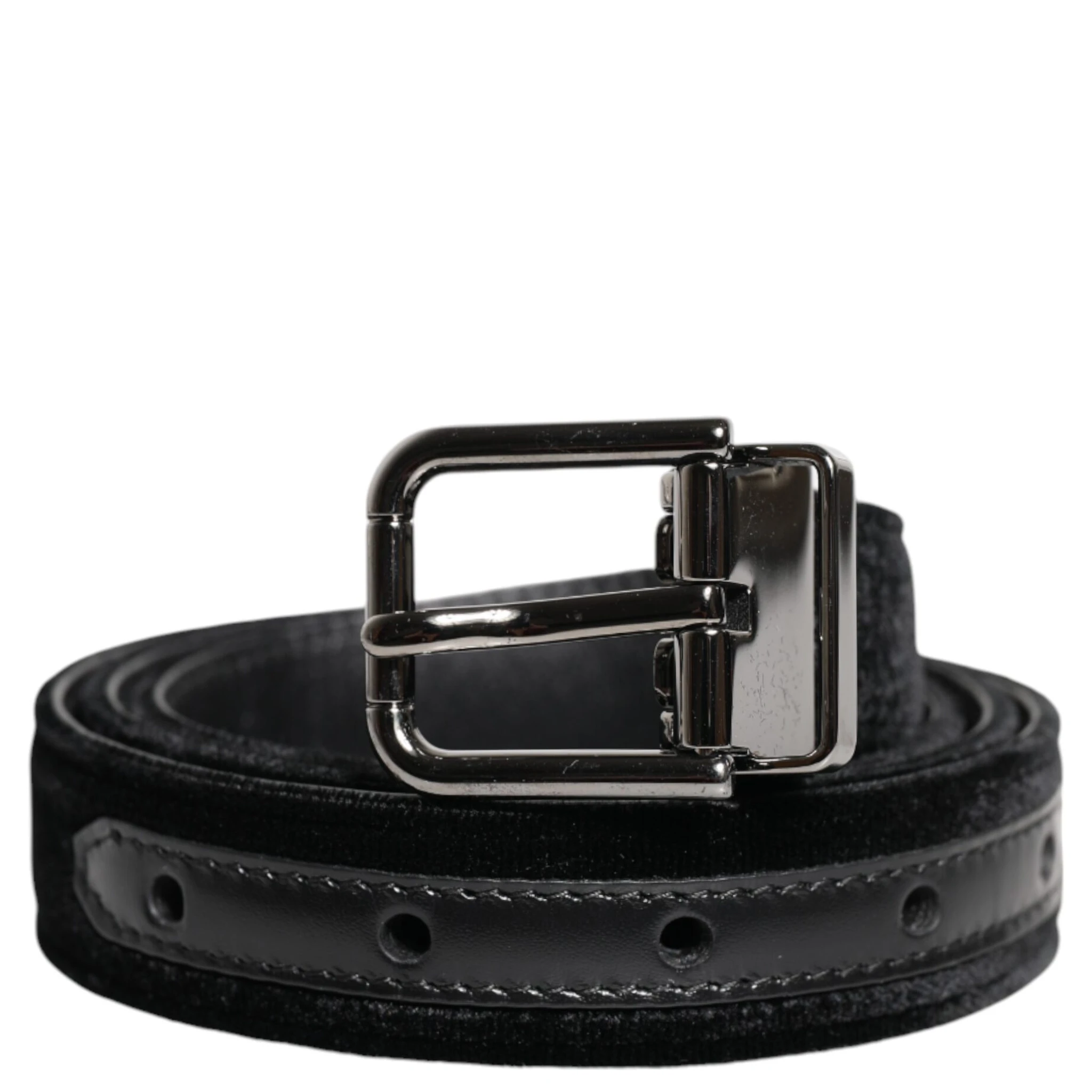 Black Leather Metal Buckle Classic Belt
