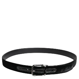 Black Leather Metal Buckle Classic Belt