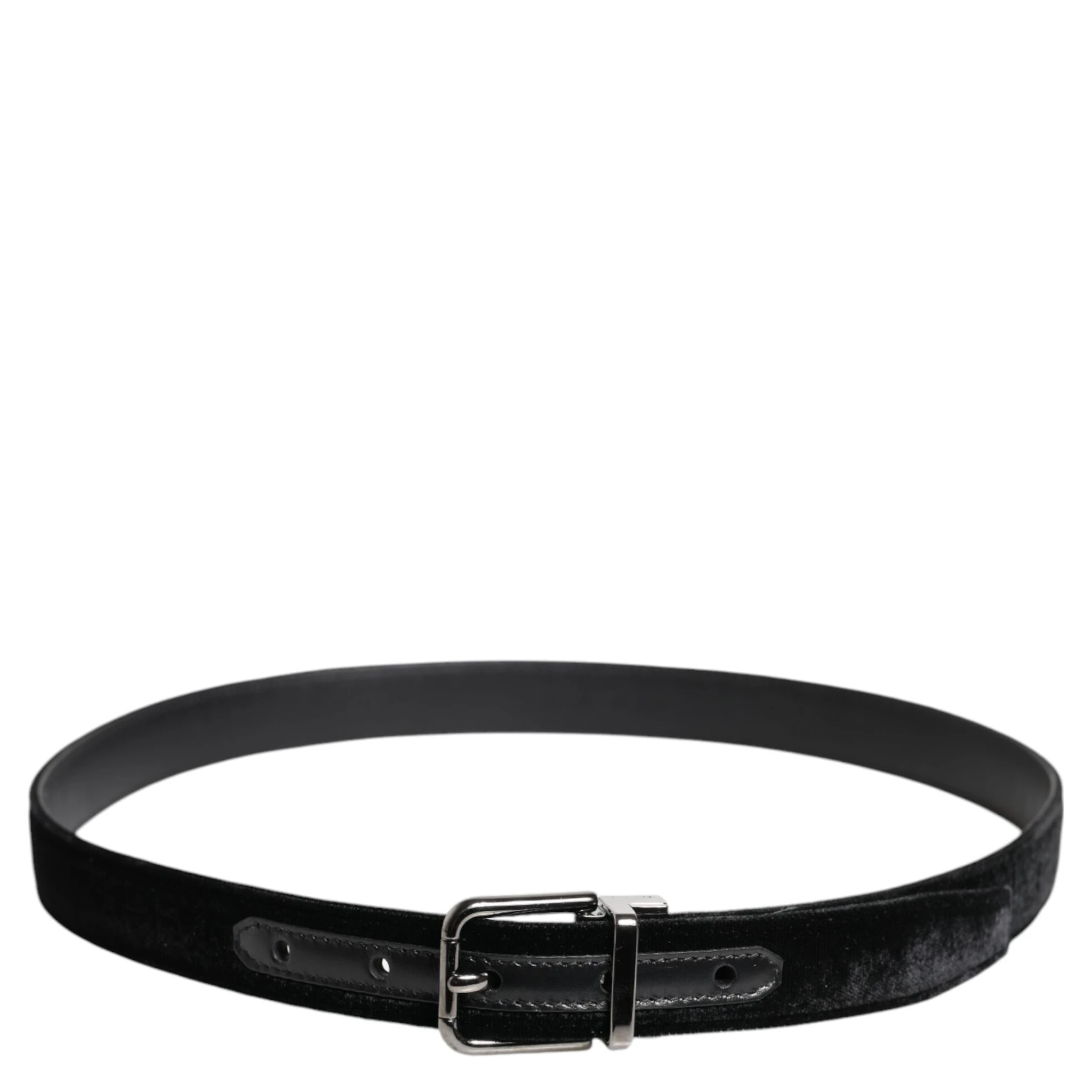 Black Leather Metal Buckle Classic Belt