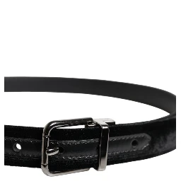 Black Leather Metal Buckle Classic Belt
