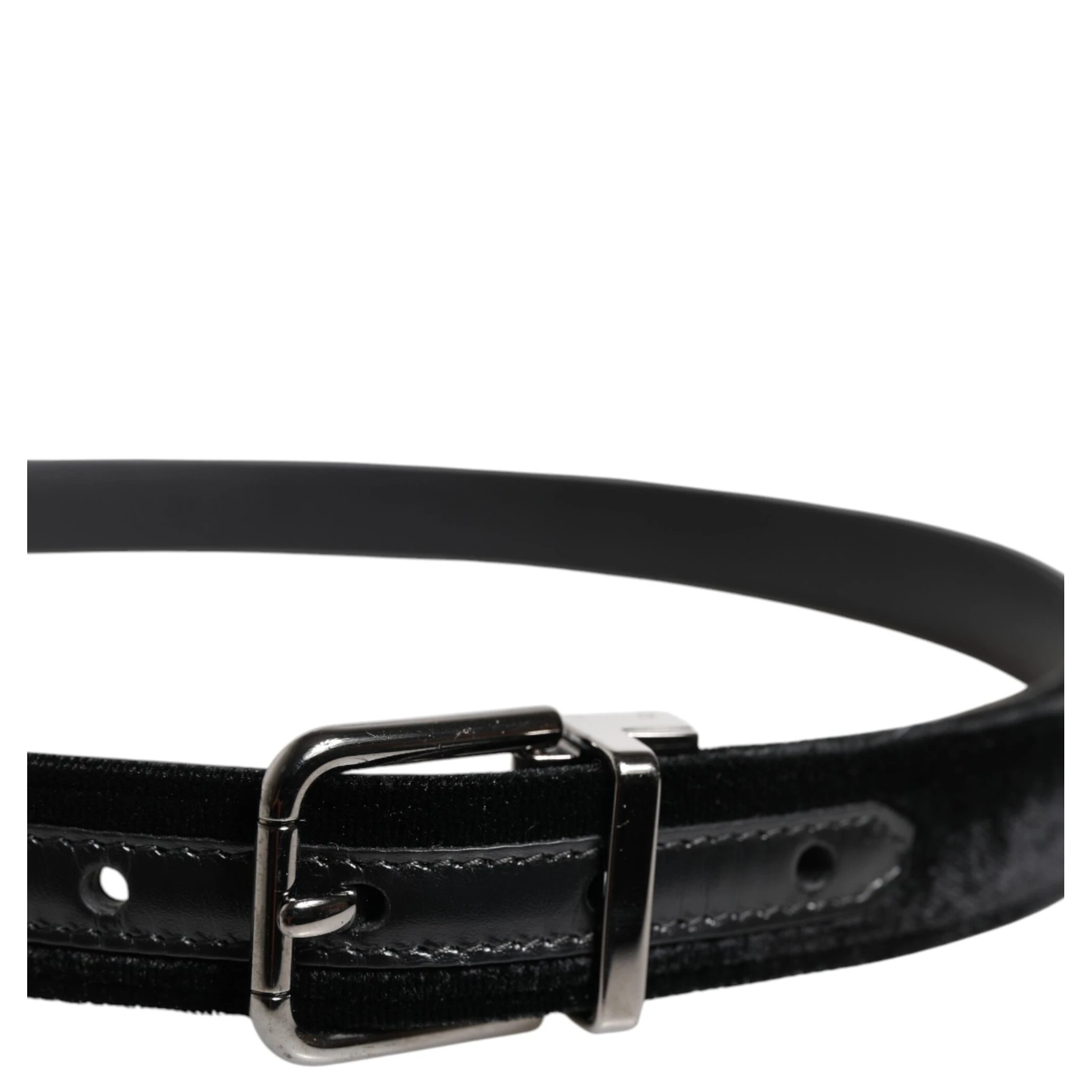Black Leather Metal Buckle Classic Belt