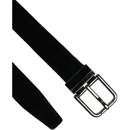 Black Leather Metal Buckle Classic Belt