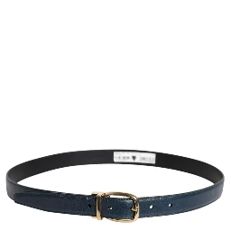 Blue Leather Metal Buckle Classic Belt