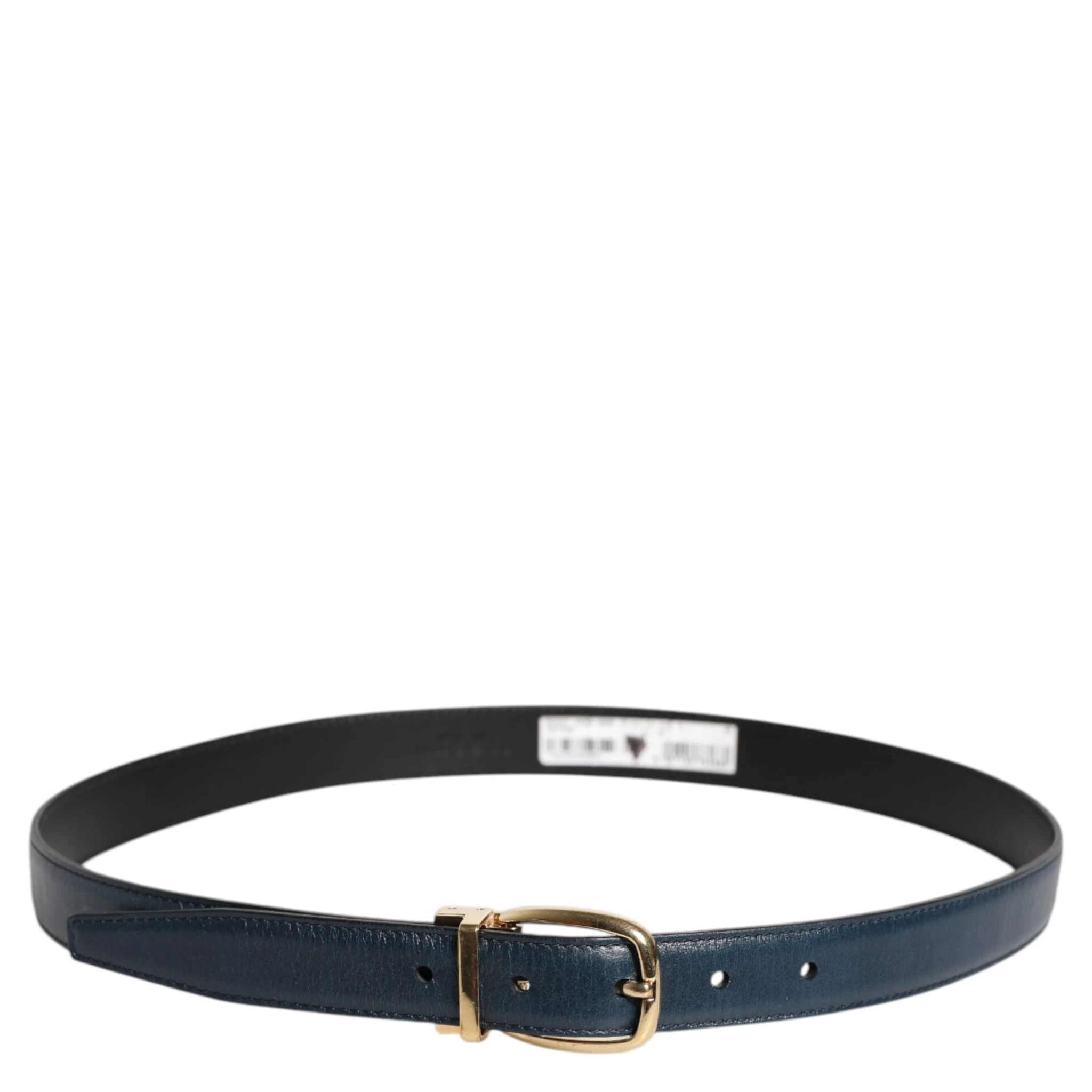 Blue Leather Metal Buckle Classic Belt