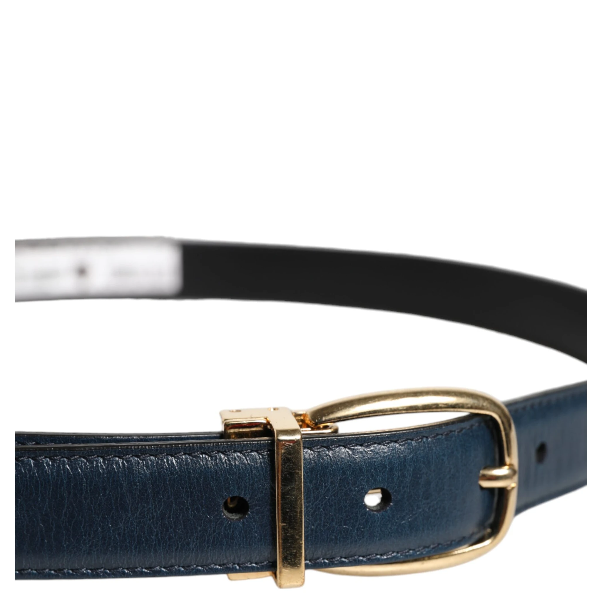 Blue Leather Metal Buckle Classic Belt