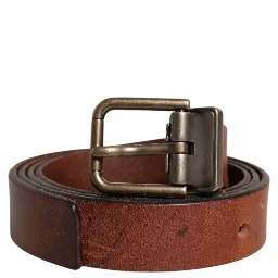 Brown Leather Metal Buckle Classic Belt