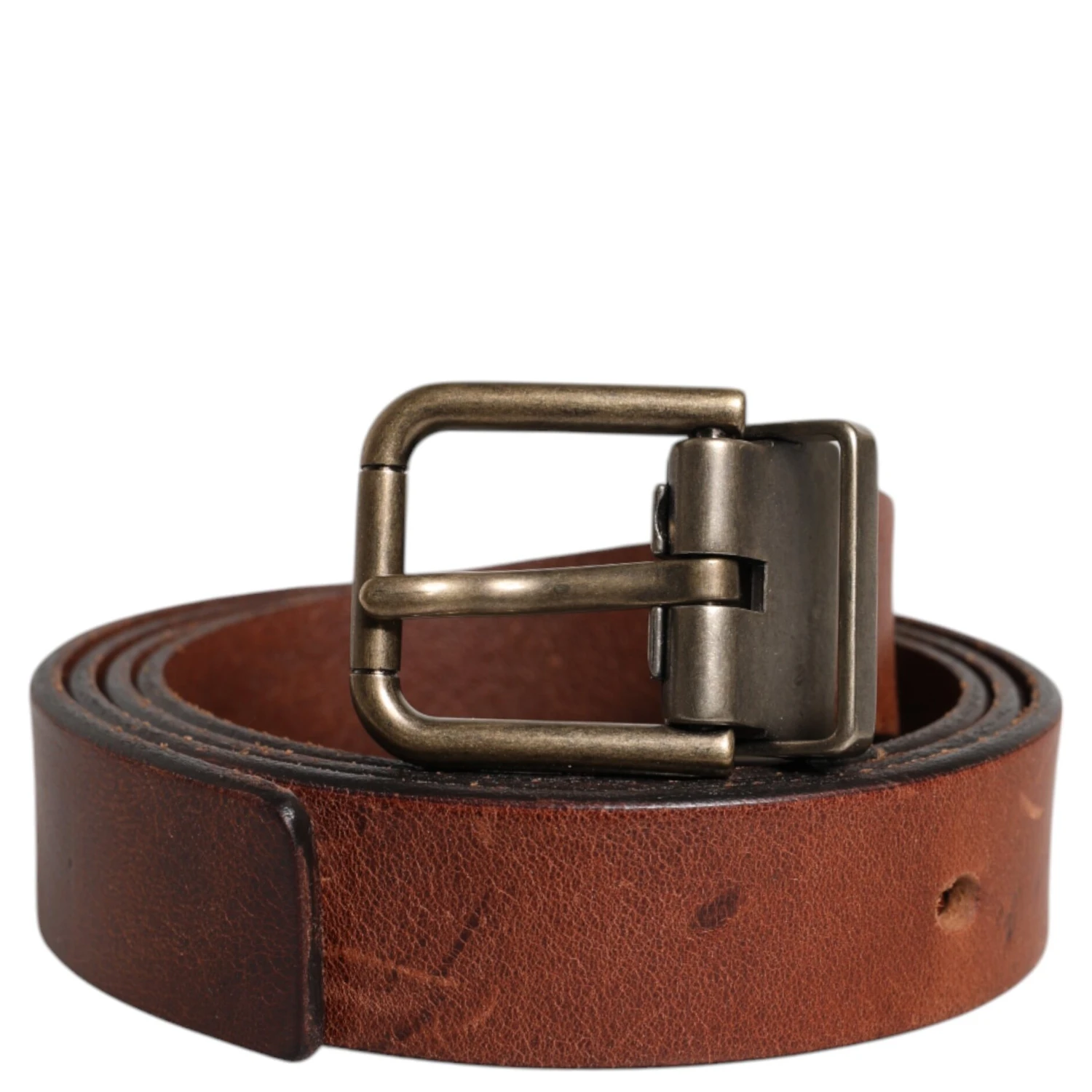 Brown Leather Metal Buckle Classic Belt