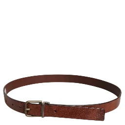 Brown Leather Metal Buckle Classic Belt