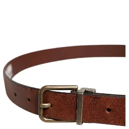 Brown Leather Metal Buckle Classic Belt