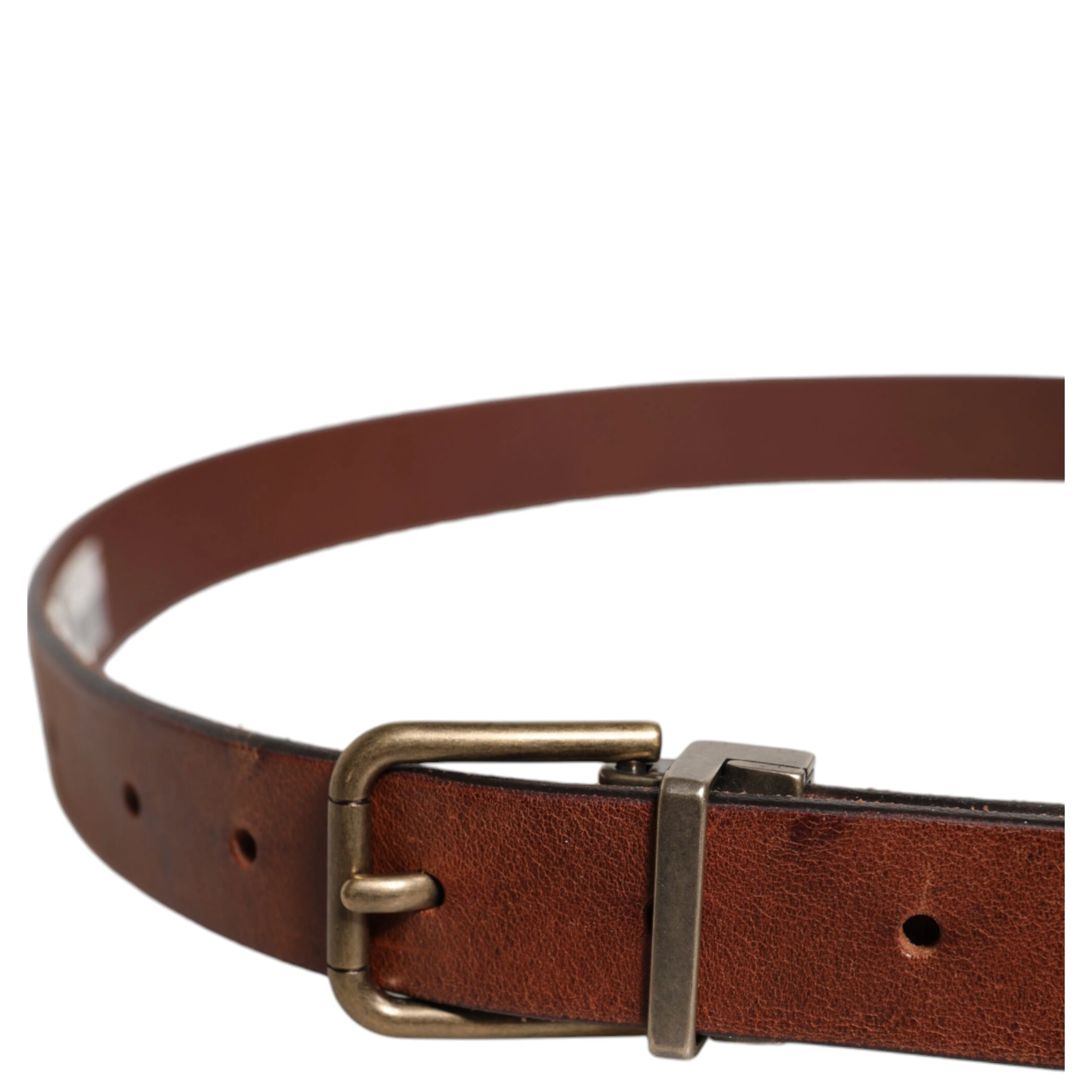 Brown Leather Metal Buckle Classic Belt