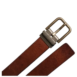 Brown Leather Metal Buckle Classic Belt