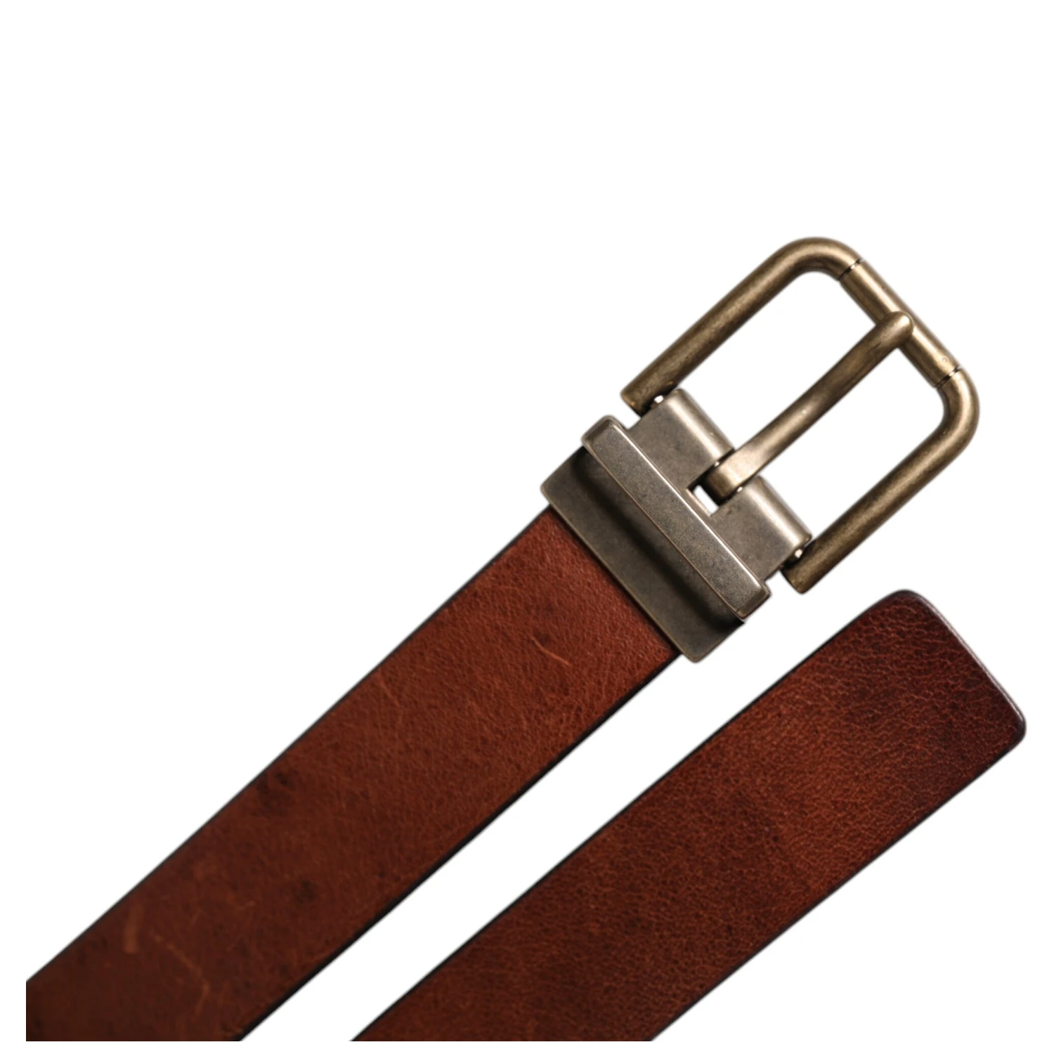 Brown Leather Metal Buckle Classic Belt