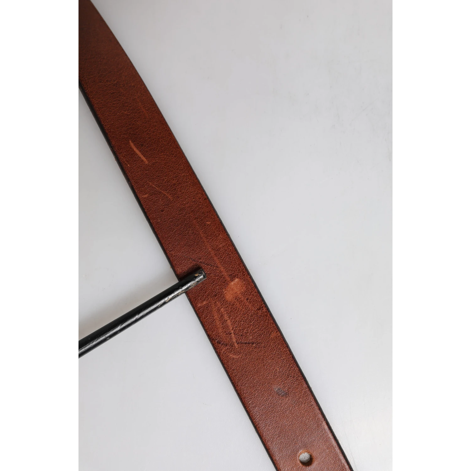 Brown Leather Metal Buckle Classic Belt