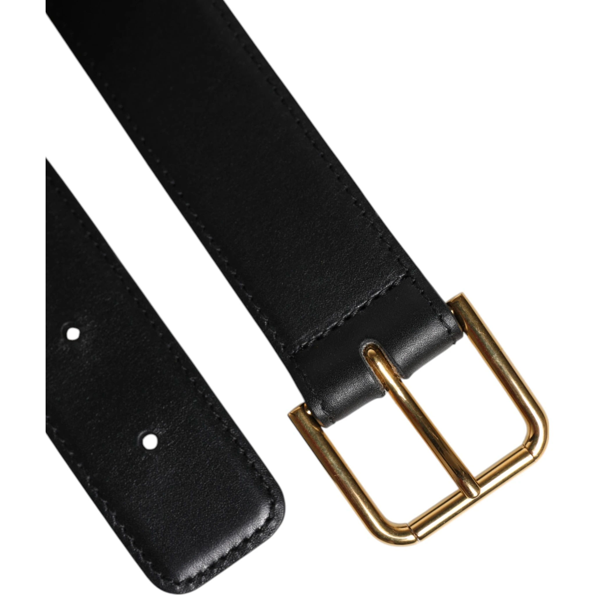 Black Leather Metal Buckle Classic Belt