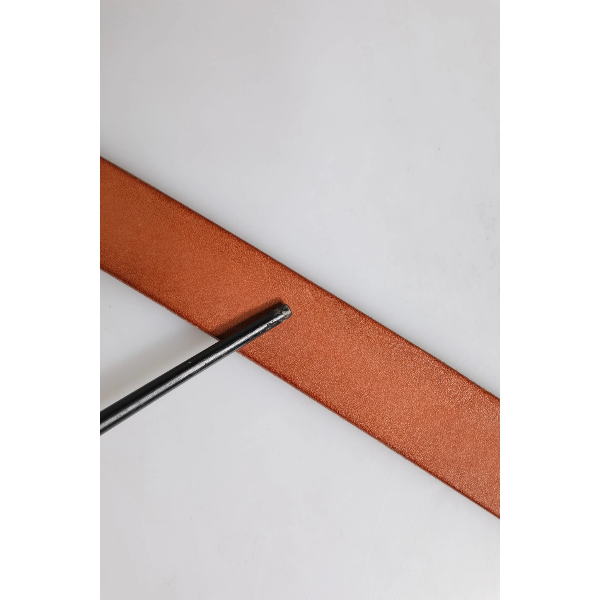 Brown Leather Gold Metal Baroque Buckle Belt