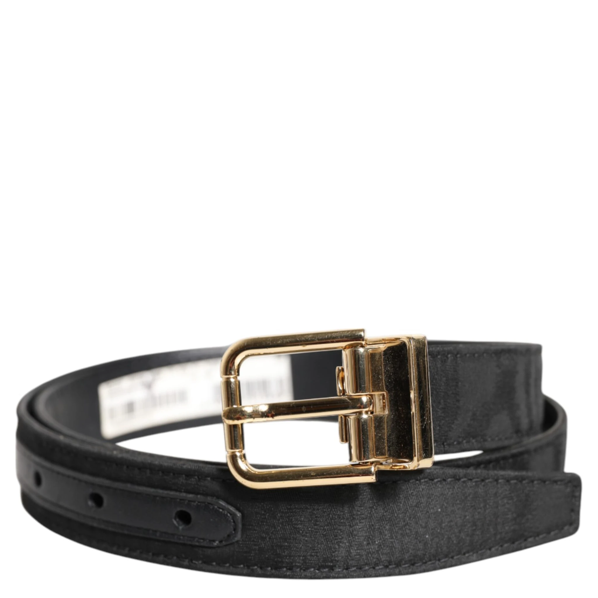 Black Classic Gold Metal Logo Buckle Belt