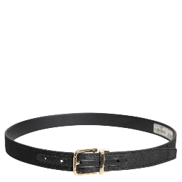 Black Classic Gold Metal Logo Buckle Belt