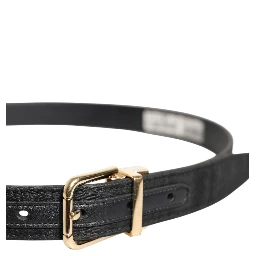 Black Classic Gold Metal Logo Buckle Belt