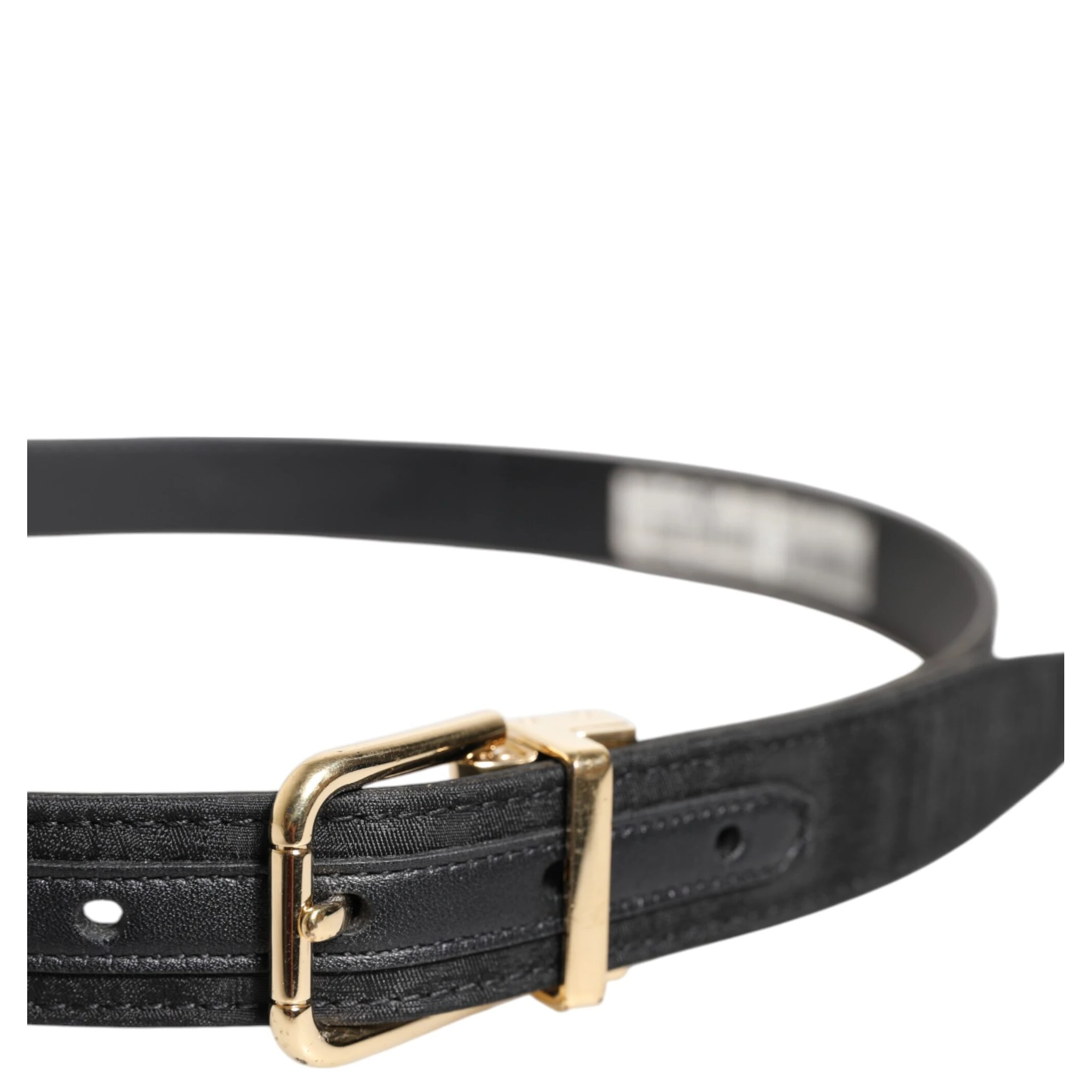 Black Classic Gold Metal Logo Buckle Belt