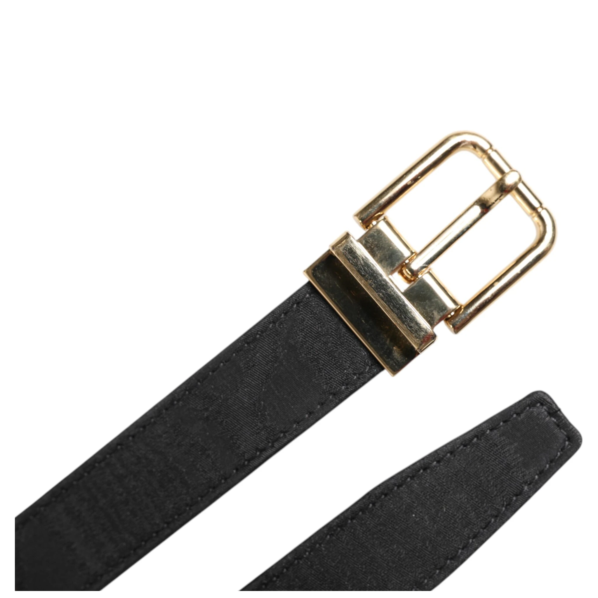 Black Classic Gold Metal Logo Buckle Belt
