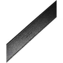 Silver Leather Classic Metal Logo Buckle Belt