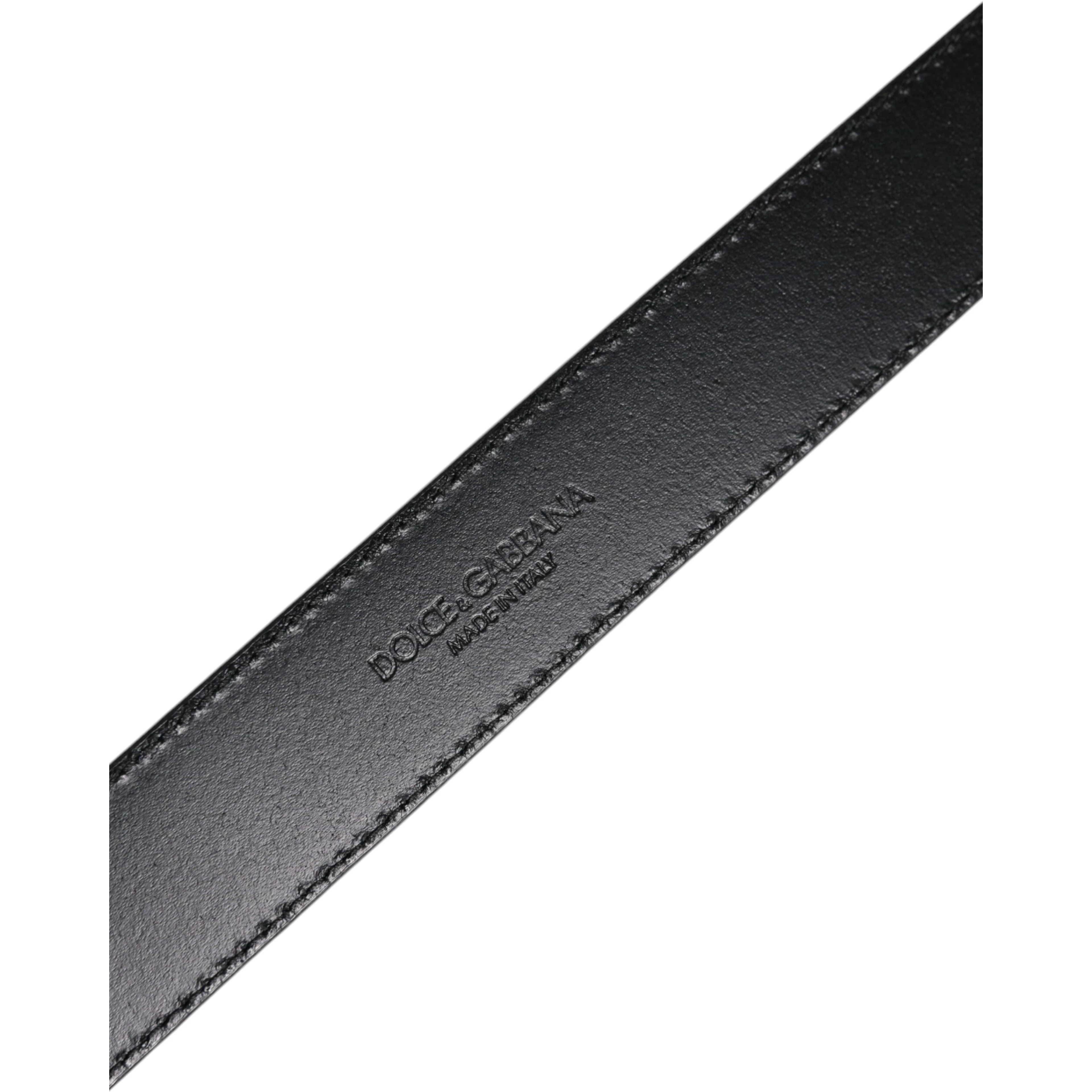Silver Leather Classic Metal Logo Buckle Belt