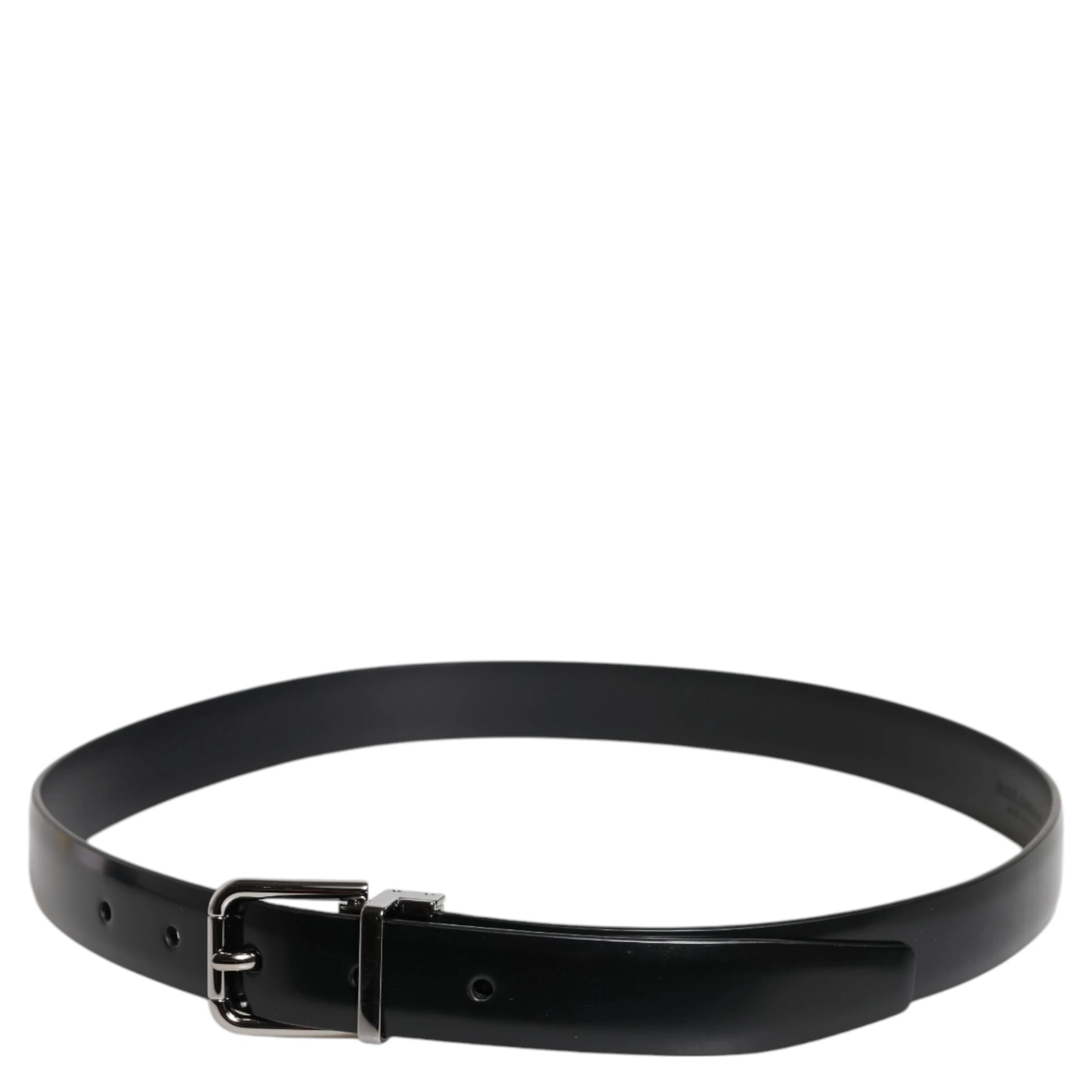Black Solid Leather Classic Waist Buckle Belt